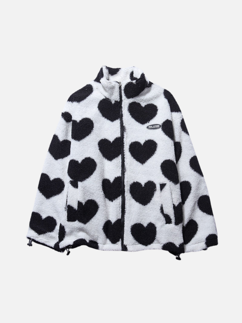 Reversible Heart Pattern Fleece Jacket