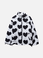 Reversible Heart Pattern Fleece Jacket