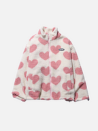 Reversible Heart Pattern Fleece Jacket