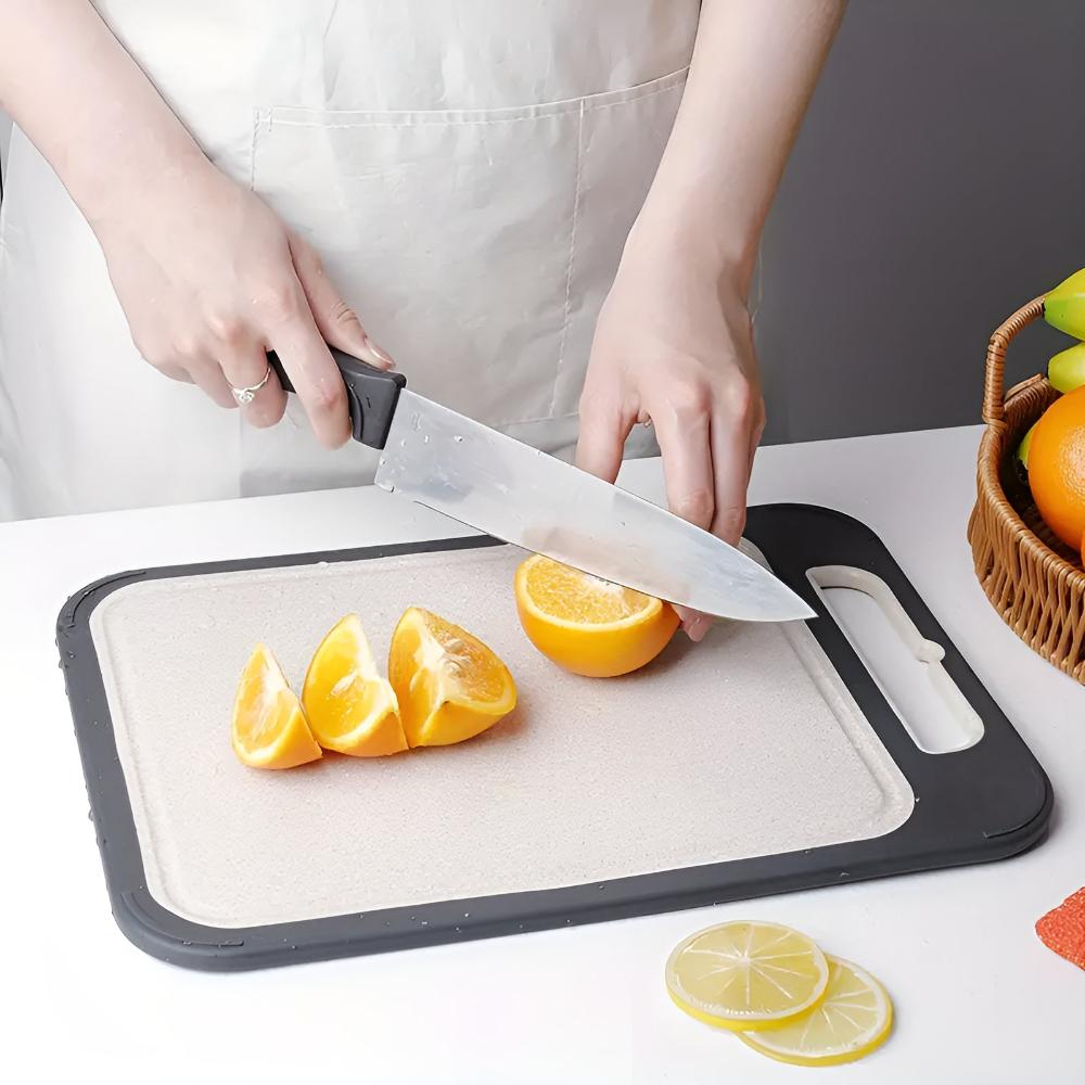 Dual-Sided Stainless Steel & Rice Husk Cutting Board