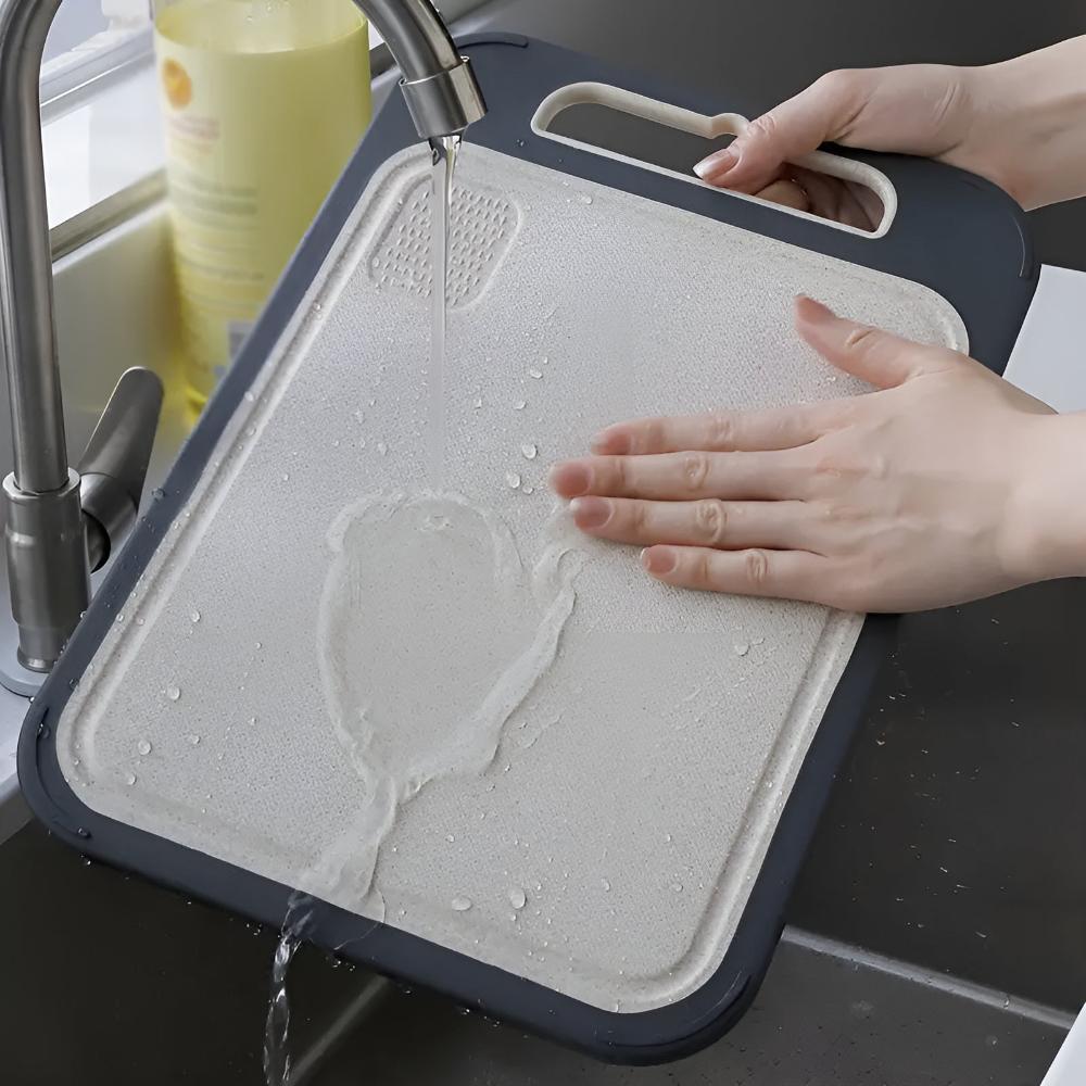 Dual-Sided Stainless Steel & Rice Husk Cutting Board