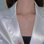 Rhinestone Exquisite Zircon Cross Pendant Necklace