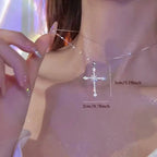 Rhinestone Exquisite Zircon Cross Pendant Necklace