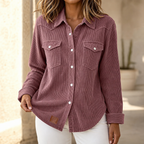 Ribbed Knit Button-Front Shacket