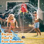 Rocket Sprinkler Launcher Water Sprinkler Flying Splashing 360° Rotation for 3+ Years Old