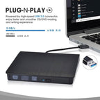 ROOFULL External CD DVD Drive USB 3.0 CD-Burner Premium Portable CD-ROM DVD+/-RW Optical Disc Drive Player Reader Rewriter  (Refurbished)