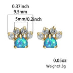 Rose Golden Opal Paw Print Stud Earrings