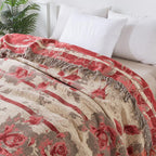 Rosewood Floral Jacquard Cotton Throw Blanket