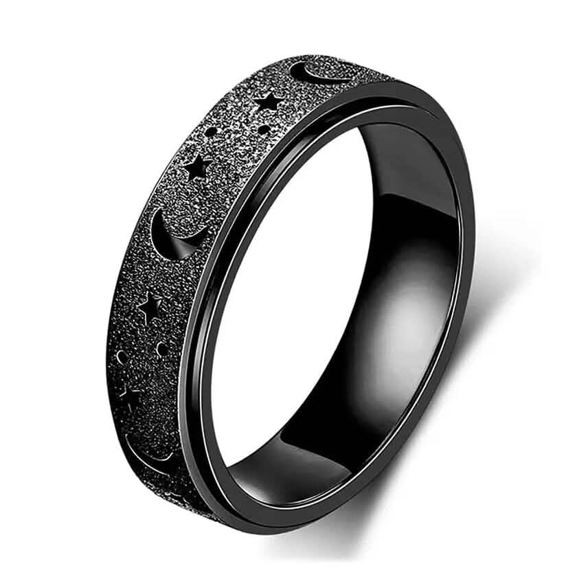 Rotatable Anxiety Fidget Ring Moon and Star Design