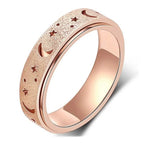 Rotatable Anxiety Fidget Ring Moon and Star Design