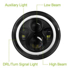 Round LED Headlight Halo Angel Eyes for Jeep Wrangler