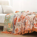 Cotton Floral Bohemian Throw Blanket | Artistic Fringe Accent