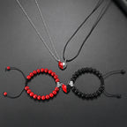 Valentine's Magnetic Heart Couple's Necklace And Bracelet Gift Set