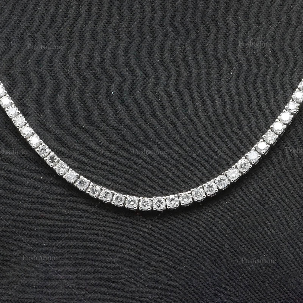 4.3CT Certified Round Lab Grown Diamond 18" Tennis Necklace Solid 14K White Gold