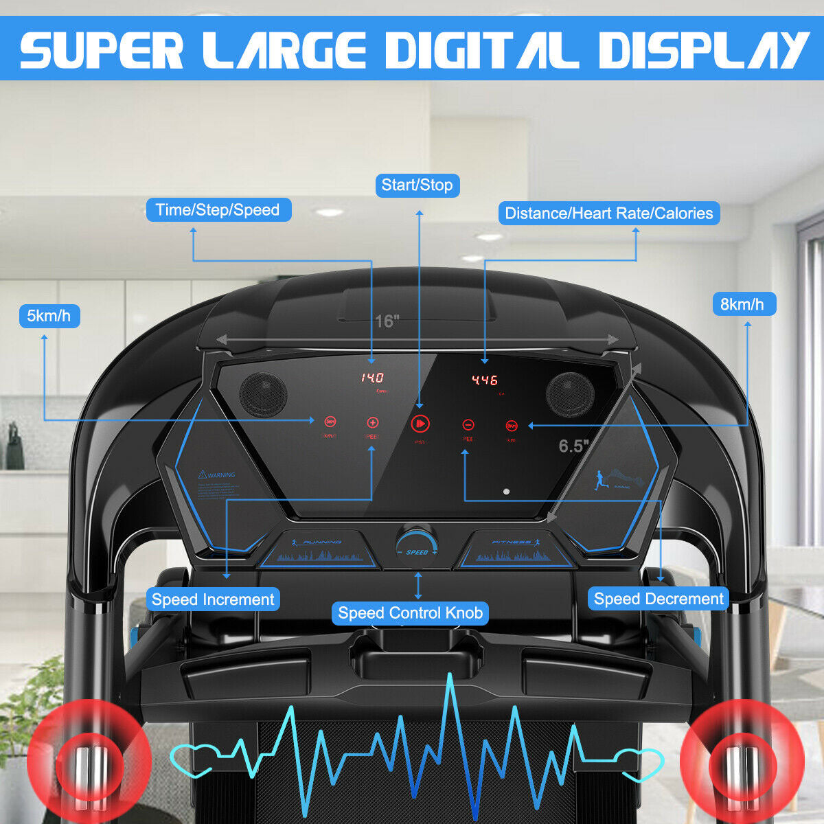 2.25HP Folding Treadmill with Bluetooth Speaker