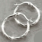 S925 Sterling Silver Geometric Twist Circle Hoop Earrings