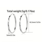 S925 Sterling Silver Hoop Earrings With Exaggerated Large Circle Diamond Pattern Hoop