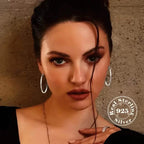 S925 Sterling Silver Hoop Earrings With Exaggerated Large Circle Diamond Pattern Hoop