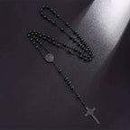San Benito Golden Plated Stainless Steel Priest Saint Benedict Rosary Necklace