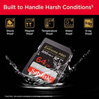 SanDisk 64GB Extreme PRO SDXC UHS-I Memory Card - C10, U3, V30, 4K UHD, SD Card - SDSDXXU-064G-GN4IN  (Refurbished)