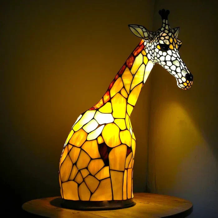 Stained Glass Animal Motif Table Lamp in Warm Ambiance