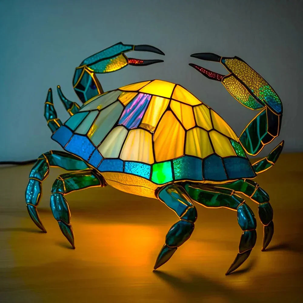 Stained Glass Animal Motif Table Lamp in Warm Ambiance