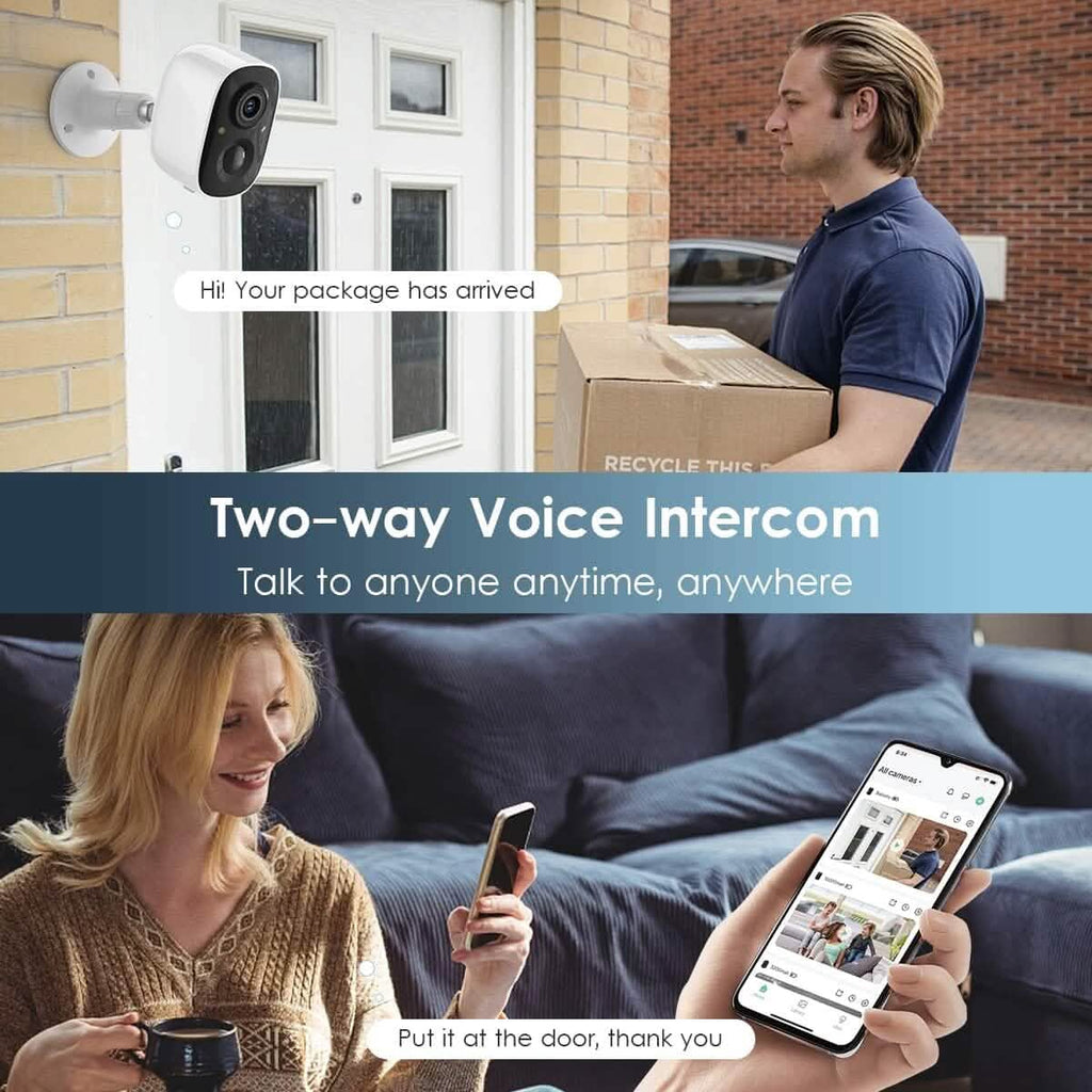 Security Camera Wireless Outdoor, 2-Way Talk Battery Powered Wi-Fi Camera  (Refurbished)