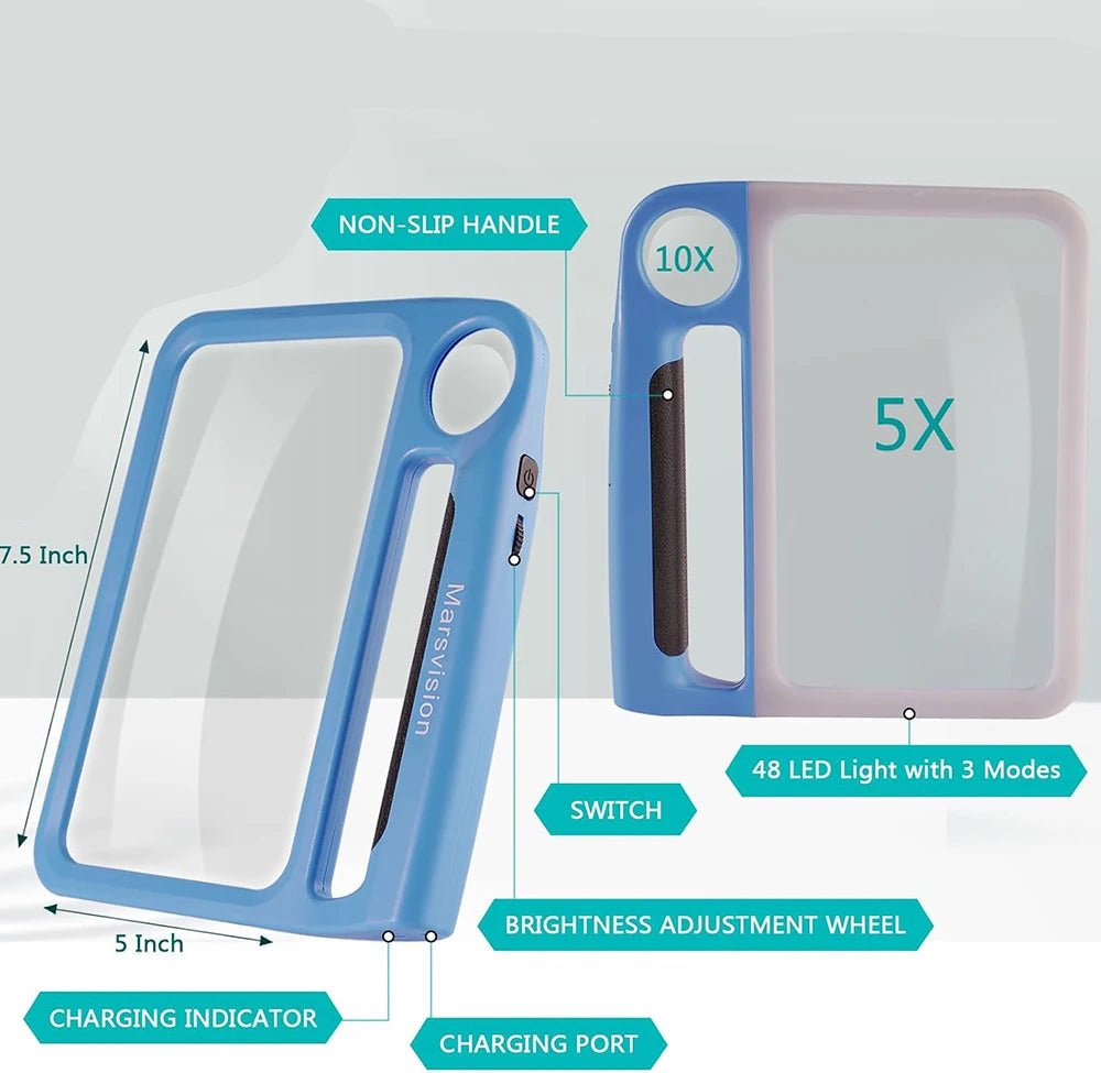 SEHKOMFORT – LED reading magnifier with 5x/10x zoom