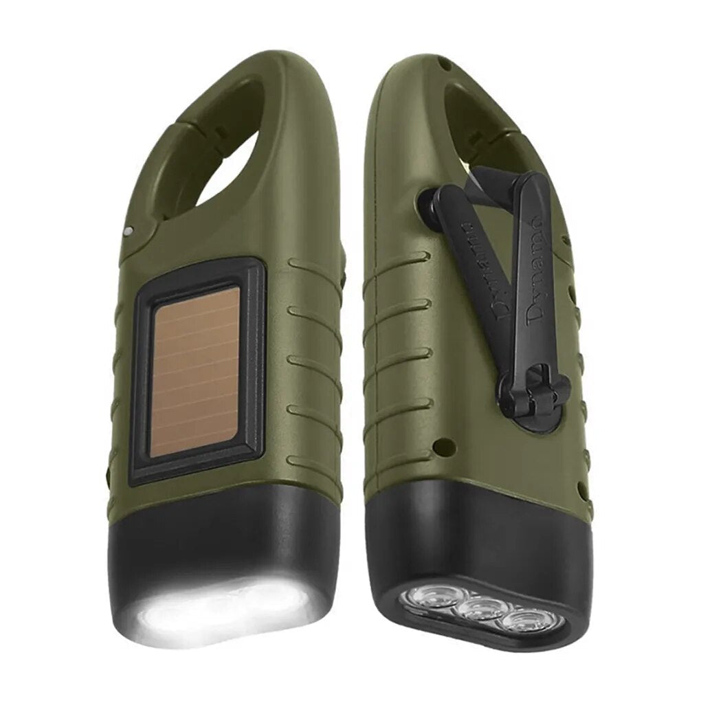 Hand-Crank Solar Powered Emergency Flashlight