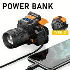 Sensor Headlights Built-in Battery USB Rechargeable 3 Modes of Portable Flashlight
