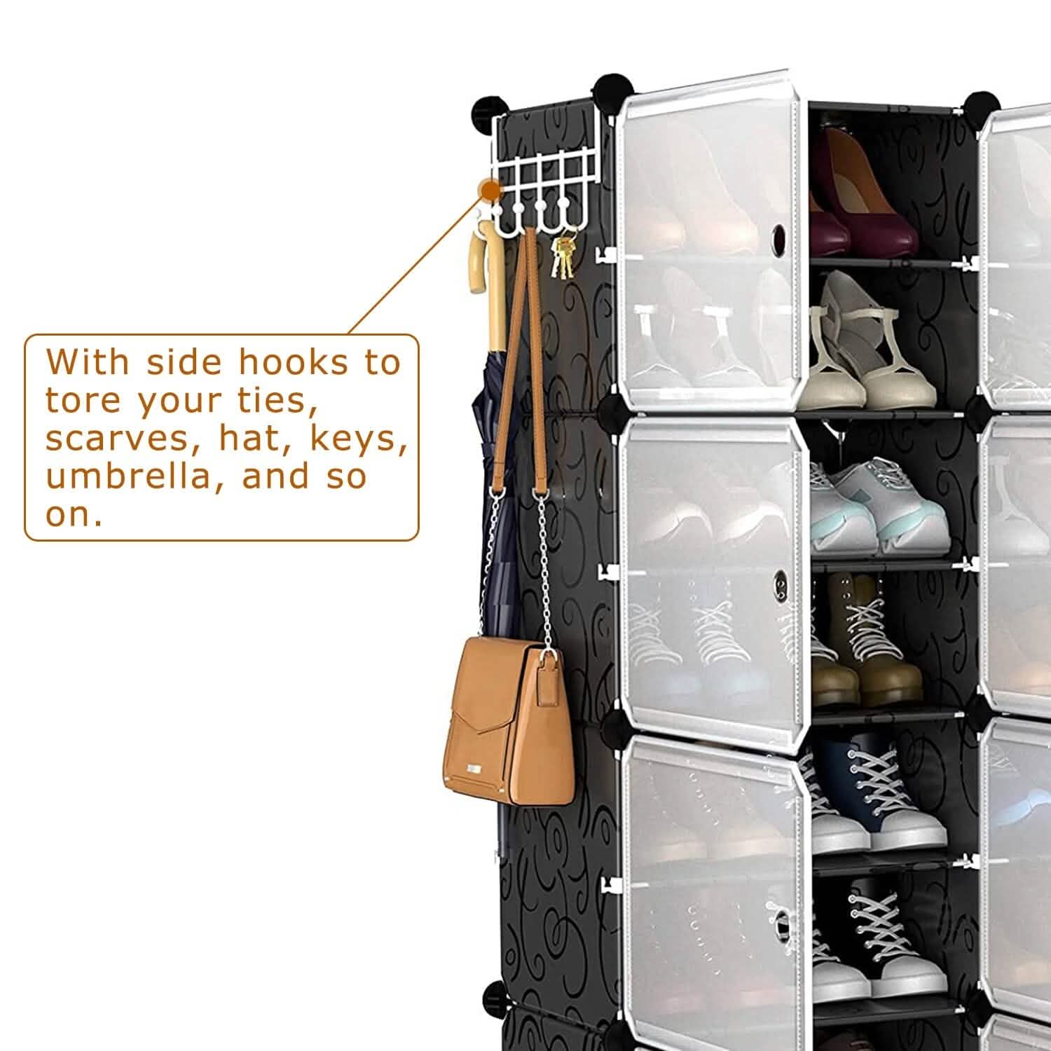 Shoe Rack Organizer with Transparent Doors