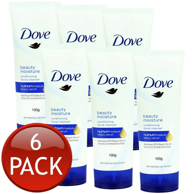 6 Pack Dove Soft Smooth Beauty Serum Moisture Conditioning Facial Cleanser 100 Grams