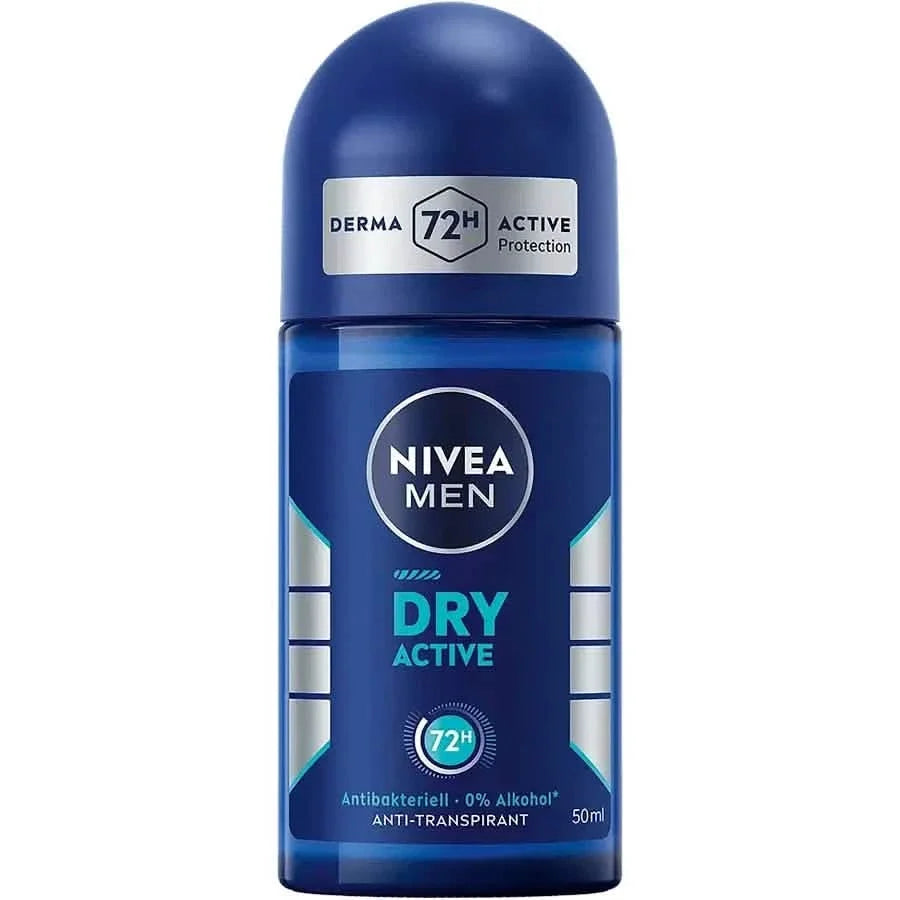 NIVEA MEN Dry Active 72h Anti-Perspirant Roll-On 50ml – Antibacterial Protection & Long Lasting Dryness