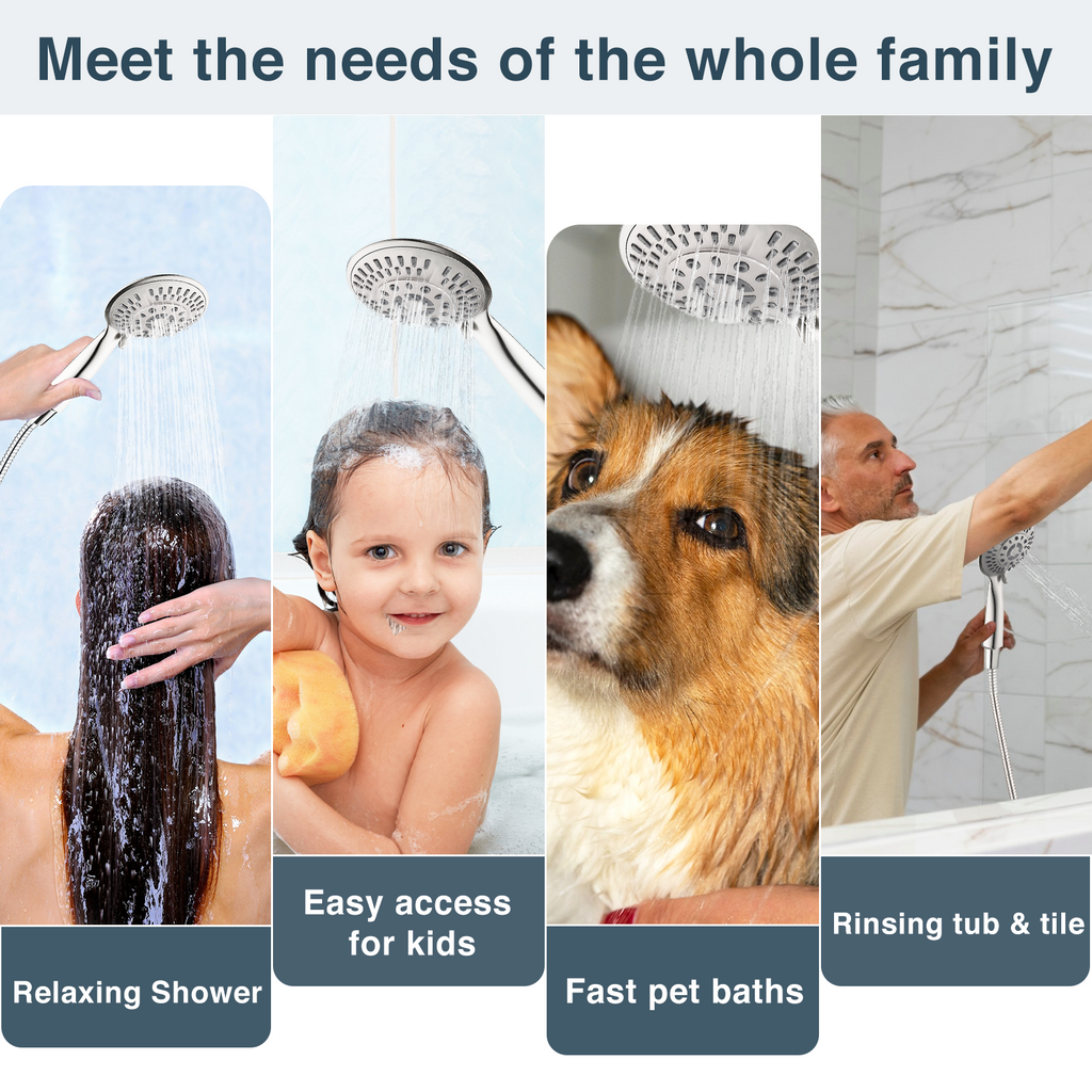 9-Spray Handheld Shower Head Set with Hose and Shower Arm Mount