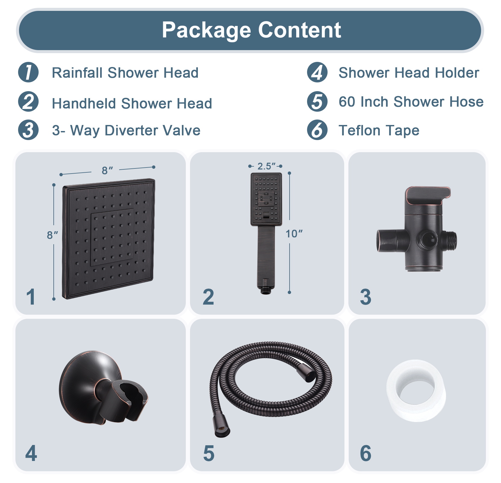 Dual Shower Head-Rain Shower Head with Handheld Shower Set, Diverter