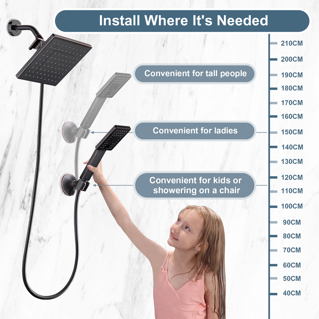 Dual Shower Head-Rain Shower Head with Handheld Shower Set, Diverter