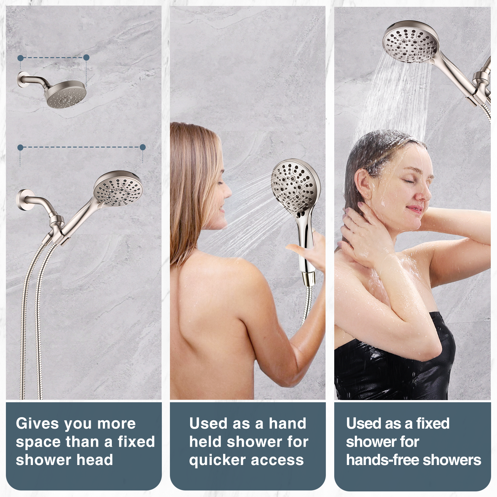 Handheld Shower Head, 9-Spray Showerhead with 69" Hose, Bracket