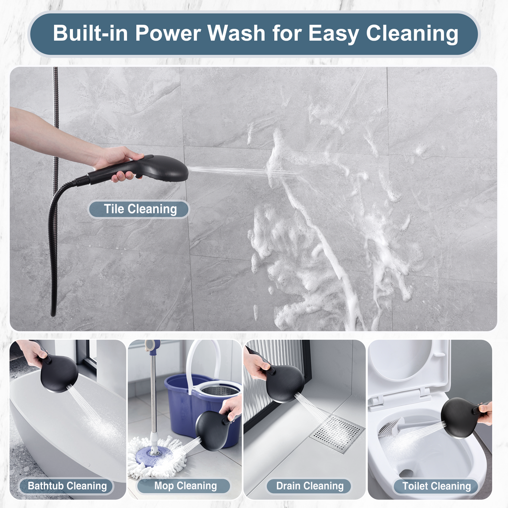 Handheld Shower Head, 9-Spray Showerhead with 69" Hose, Bracket