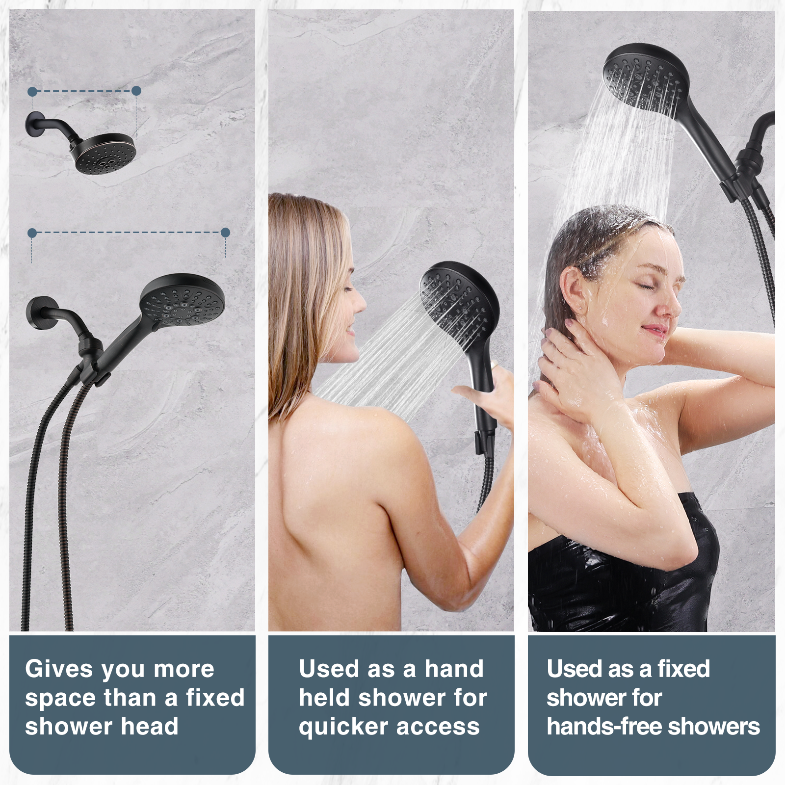 Handheld Shower Head, 9-Spray Showerhead with 69" Hose, Bracket
