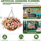 Silk Flowers Hanging Basket Indoor Outdoor Decor
