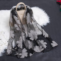 Silk Scarf with Cut-Out Floral Motif