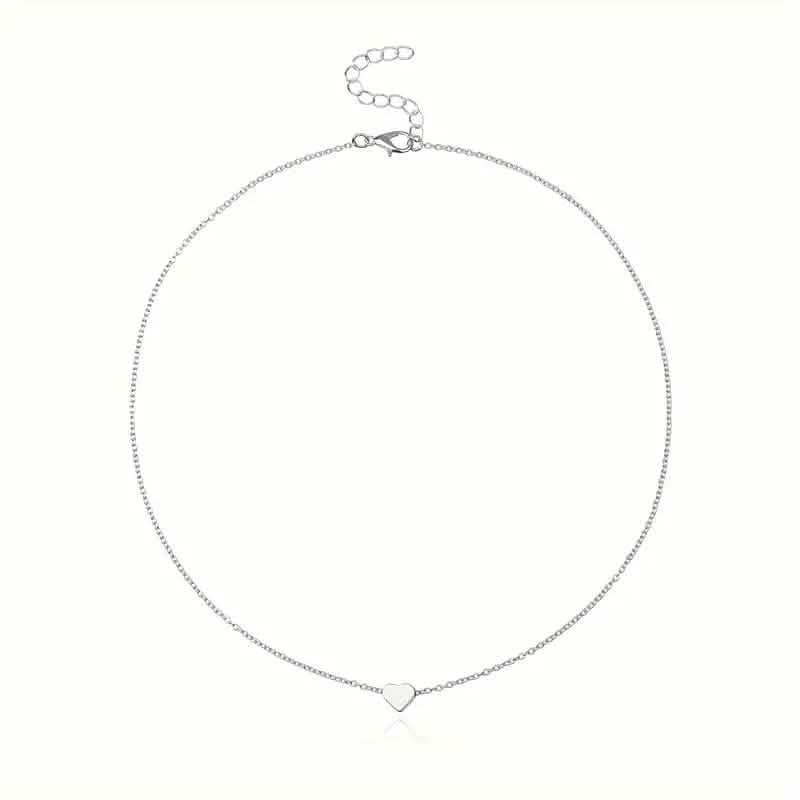 Simple Exquisite Heart-Shaped Pendant Alloy Necklace