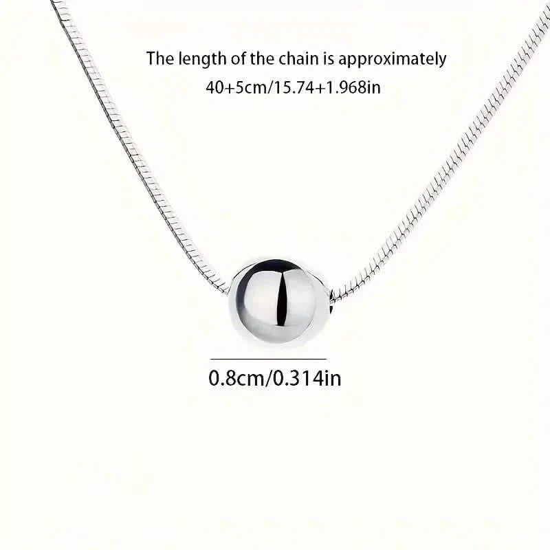 Simple Retro Bohemian Style 925 Sterling Silver Necklace with Small Ball Pendant