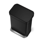 simplehuman 55-Liter Matte Black Indoor Kitchen Hinged Lid Trash Can