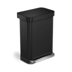 simplehuman 55-Liter Matte Black Indoor Kitchen Hinged Lid Trash Can
