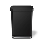 simplehuman 55-Liter Matte Black Indoor Kitchen Hinged Lid Trash Can