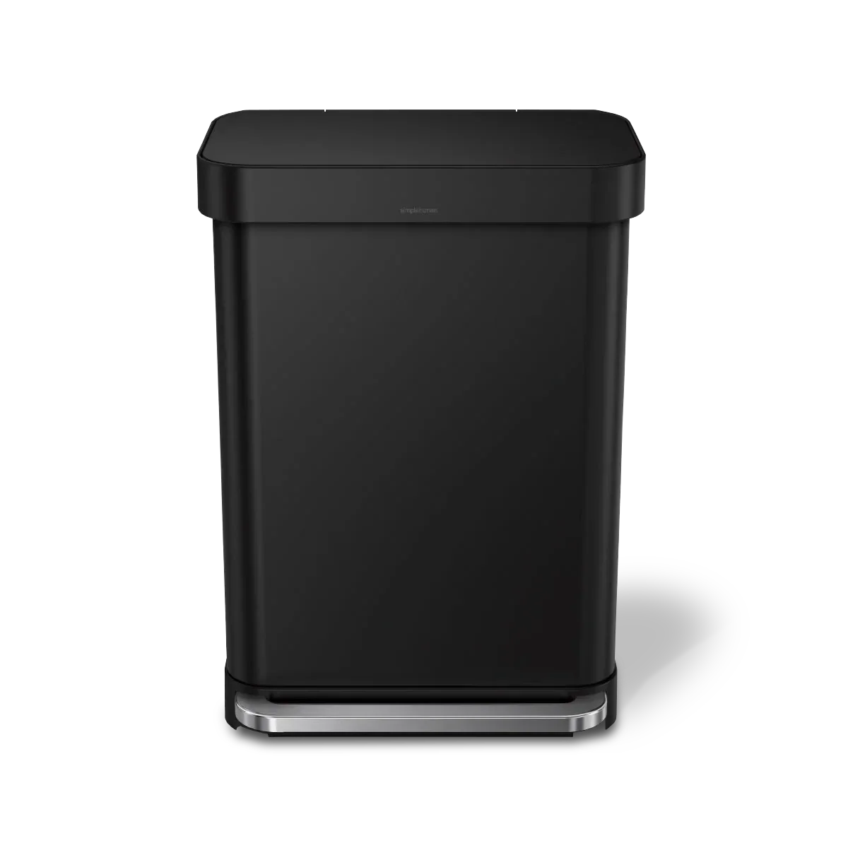 simplehuman 55-Liter Matte Black Indoor Kitchen Hinged Lid Trash Can