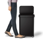 simplehuman 55-Liter Matte Black Indoor Kitchen Hinged Lid Trash Can