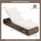 7-Position Adjustable PE Rattan Outdoor Chaise Lounge Chair
