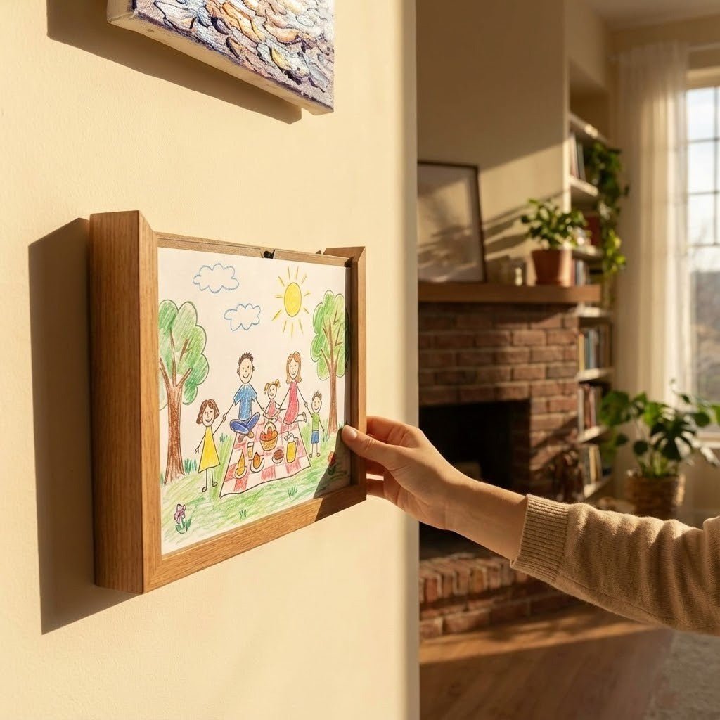 Display Frame with Wood Look and Storage